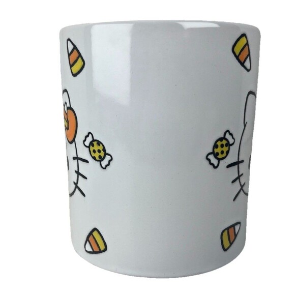 Hello Kitty Candy Corn Wax Resist Ceramic Pottery Mug | Holds 14 Ounces - Picture 4 of 9